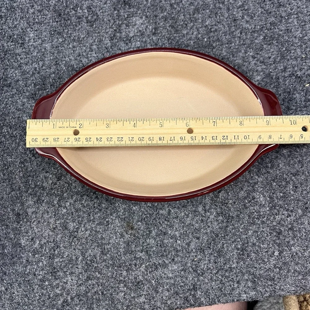 Pampered Chef 1334 Small Oval Baker Cranberry Family Heritage Tradition USA 9.5